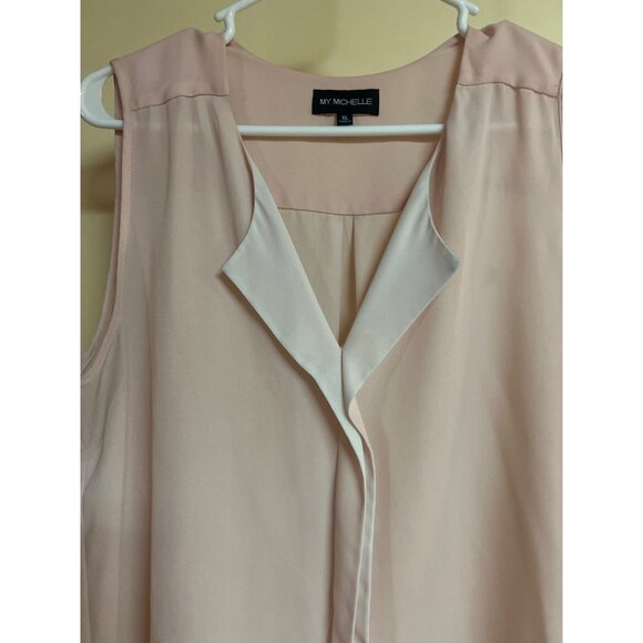 My Michelle XL Pink Chiffon Tank Top Blouse - Picture 2 of 6
